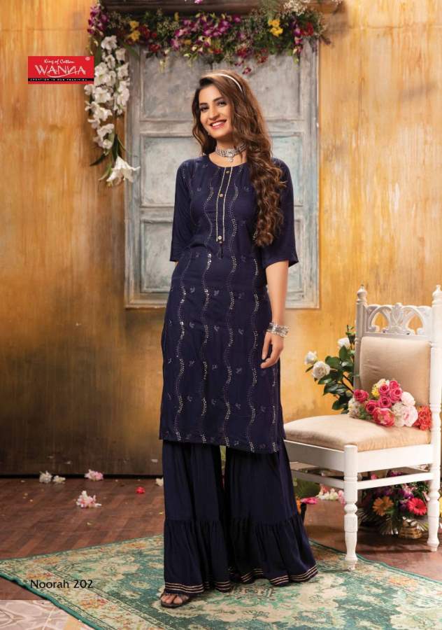 Wanna Noorah 2 Fancy Festive Wear Rayon With Heavy Work  Kurti With Sharara Collection